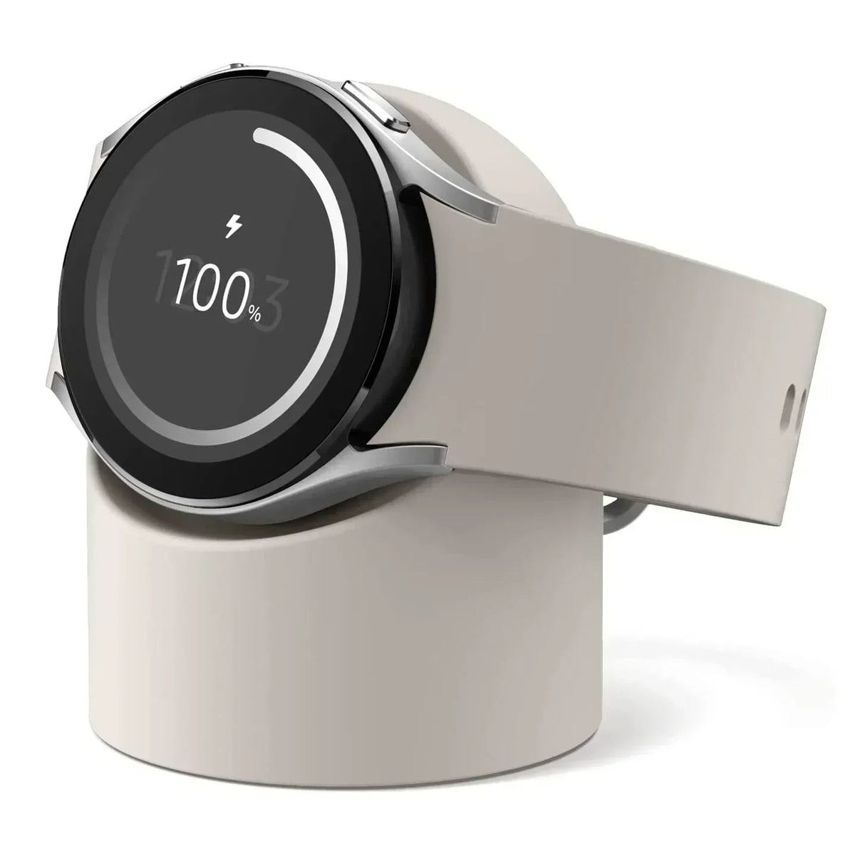 Samsung Galaxy Watch 7/6/5 Silicone Charger Stand Base Smartwatch Charger Stand Qme Beige
