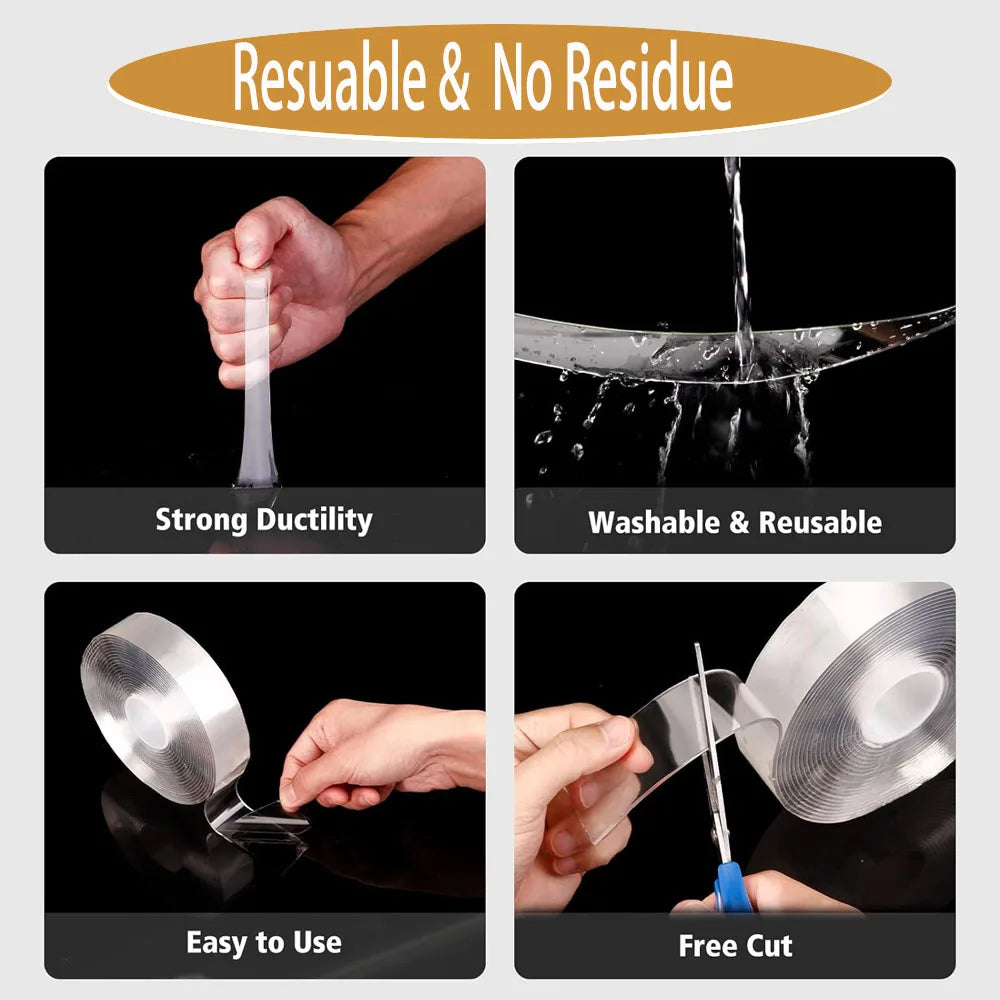 Nano Tape Double-Sided Transparent Waterproof Adhesive Tape Double-Sided Adhesive Tape Qme