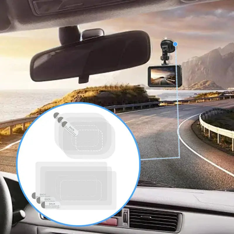 Dashcam Windshield Sticker 6-Pack | Transparent Static Cling Film Dashcam Accessory Qst