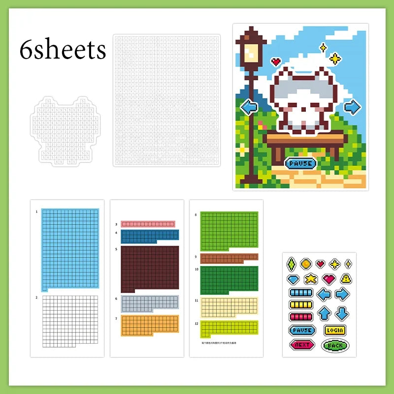 6 Sheets Kawaii Animal Pixel Stickers – DIY Scrapbook & Craft Decorative Sticker Sheets Qme 2