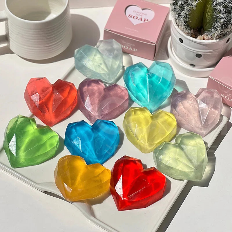 Diamond Heart Handmade Chamomile Facial Soap | Wedding Gift Handmade Bar Soap Qme