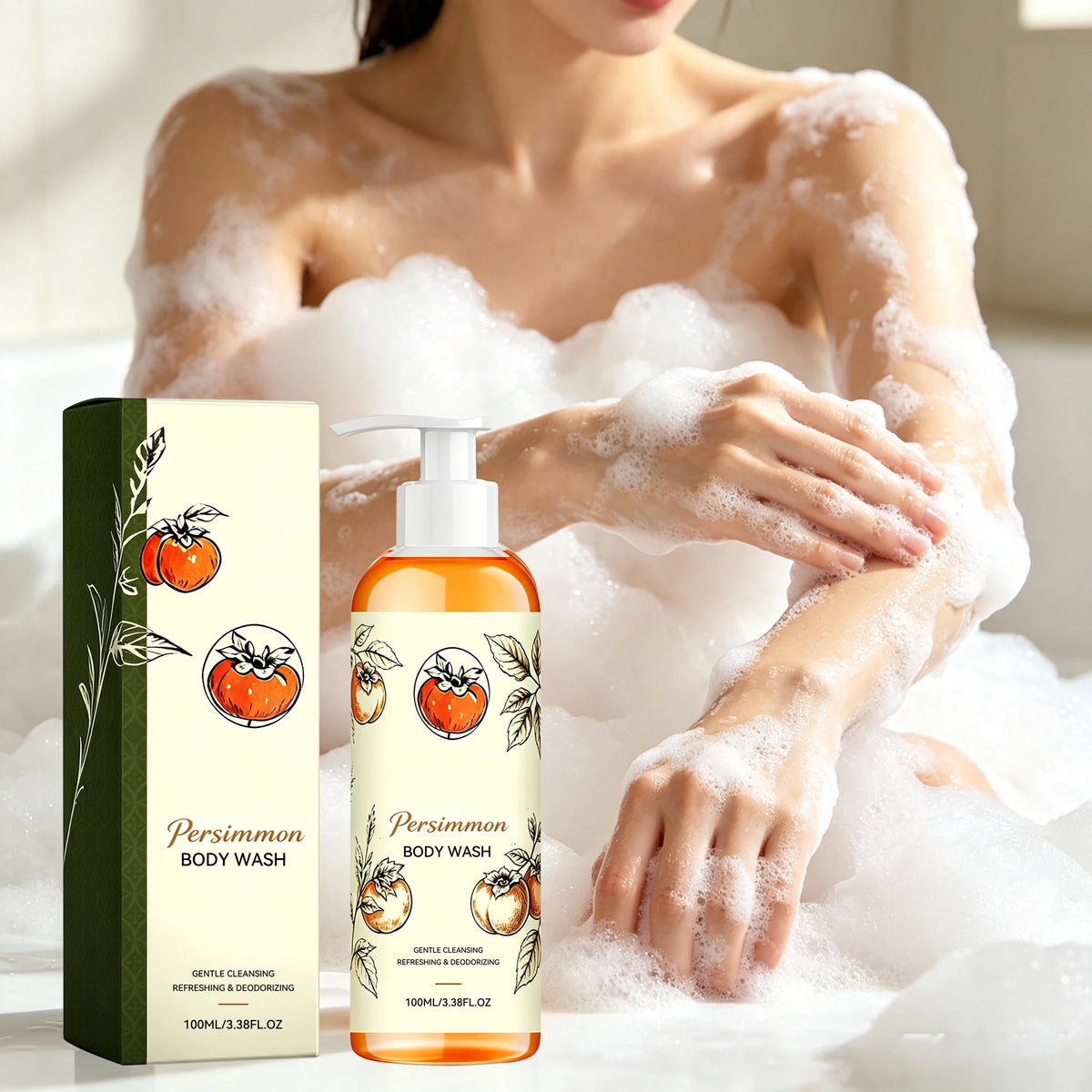 Persimmon Body Wash Gel 100ml – Moisturizing Shower Gel Body Wash Gel Qst