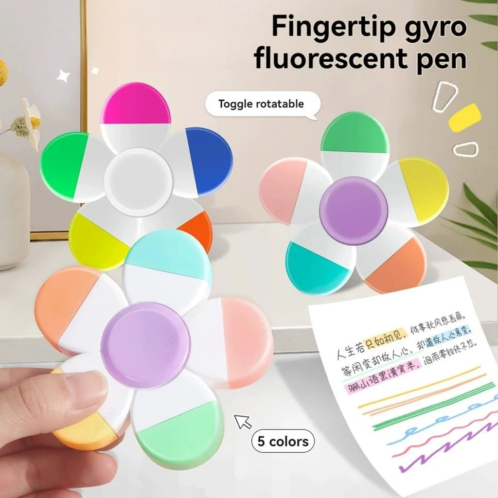 Cute Mini Rotary Highlighters – 5 Colors No Bleed | Qme Rotary Highlighter Set Qme