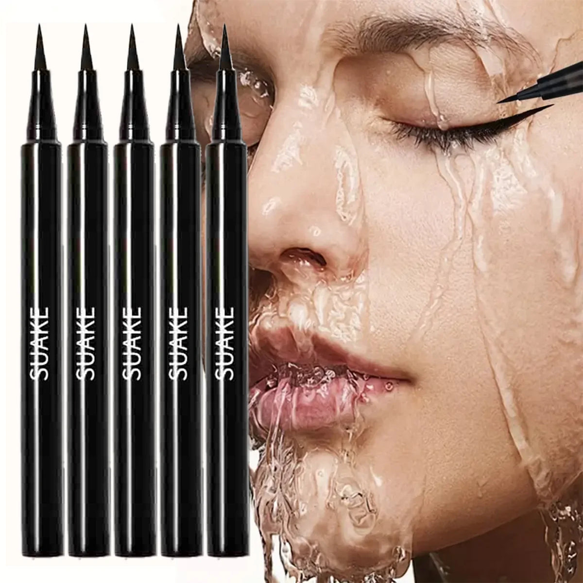5-Piece Waterproof Liquid Eyeliner Set – Black, Long-Lasting Liquid Eyeliner Set Qme