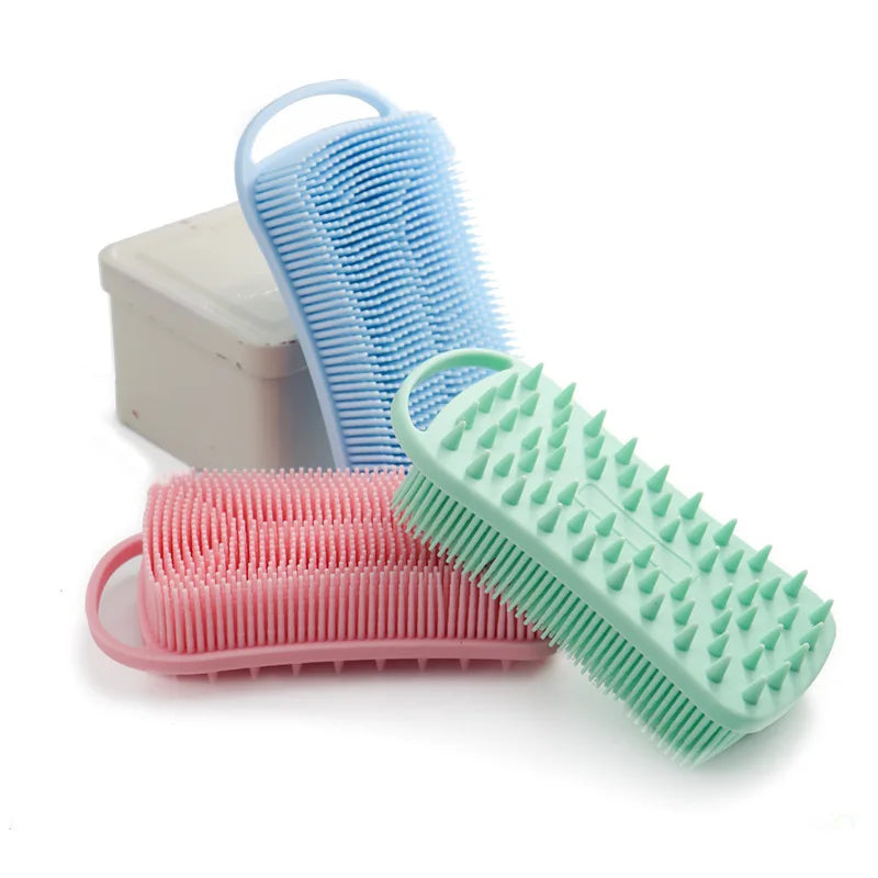 Double-Sided Silicone Shower Brush – Exfoliating Body Scrubber Silicone Body Brush Qme