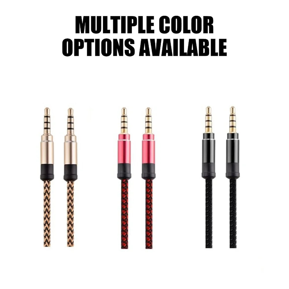 1.5M Nylon Braided 3.5mm AUX Audio Extension Cable | Car & Headphones AUX Audio Cable Qme