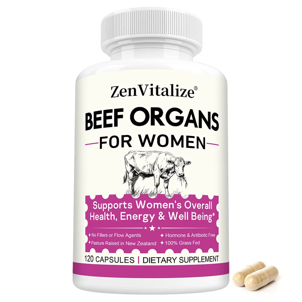 ZENVITALIZE Grass-Fed Beef Liver Capsules for Women 120ct Organ Supplement Capsules Qst 120 count-1 bottle