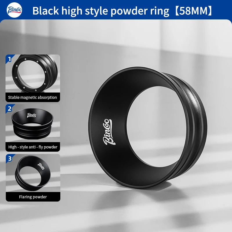 Bincoo Magnetic Espresso Dosing Ring 51mm 58mm – 3.2cm Funnel Espresso Dosing Ring Qst 58mm black