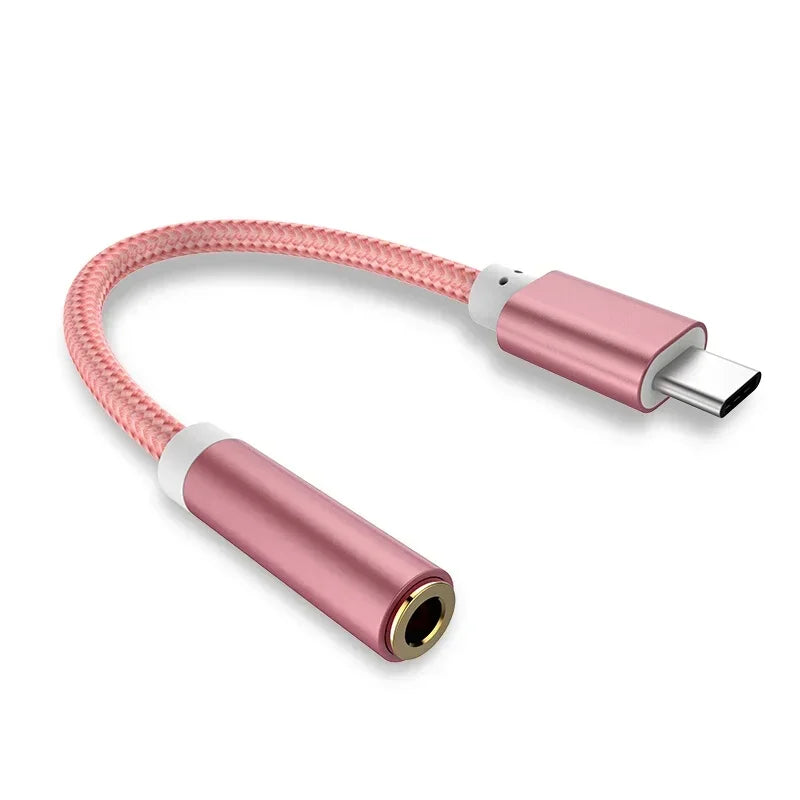 USB-C to 3.5mm Audio Jack Adapter for Wired Headphones USB-C Audio Adapter Qme rose golden