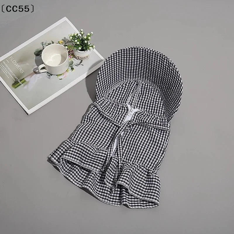 Women's Plaid Sun Hat with Face Mask – Outdoor UV Summer Hat Sun Hat Qst