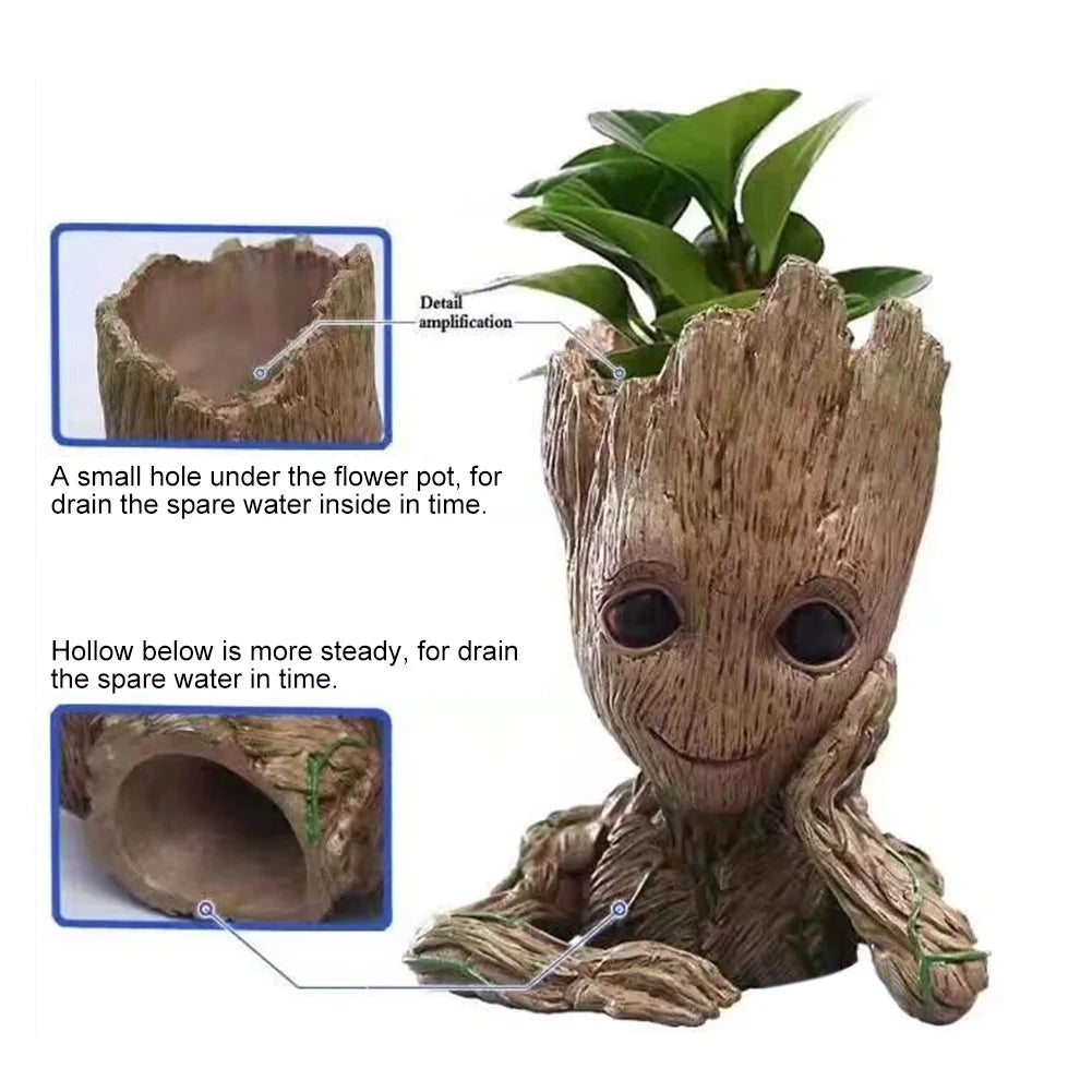 Decorative Flower Pot Figurine – Home & Office Desk Ornament Decorative Figurine Qme