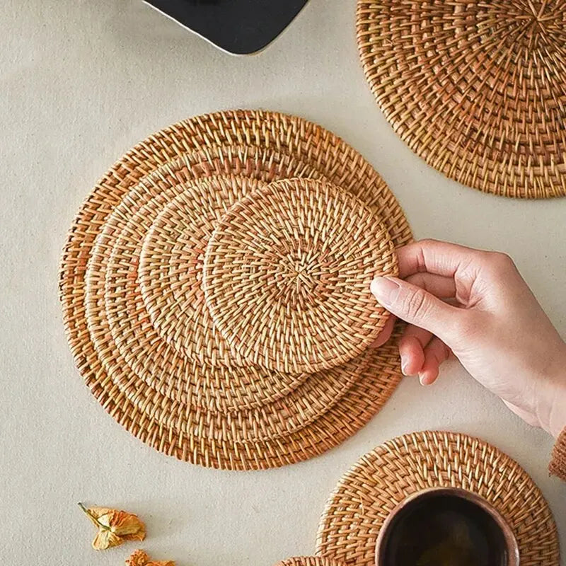 Rattan Woven Coasters & Placemats – Handmade Bowl Pads | Qme Rattan Coasters Qme