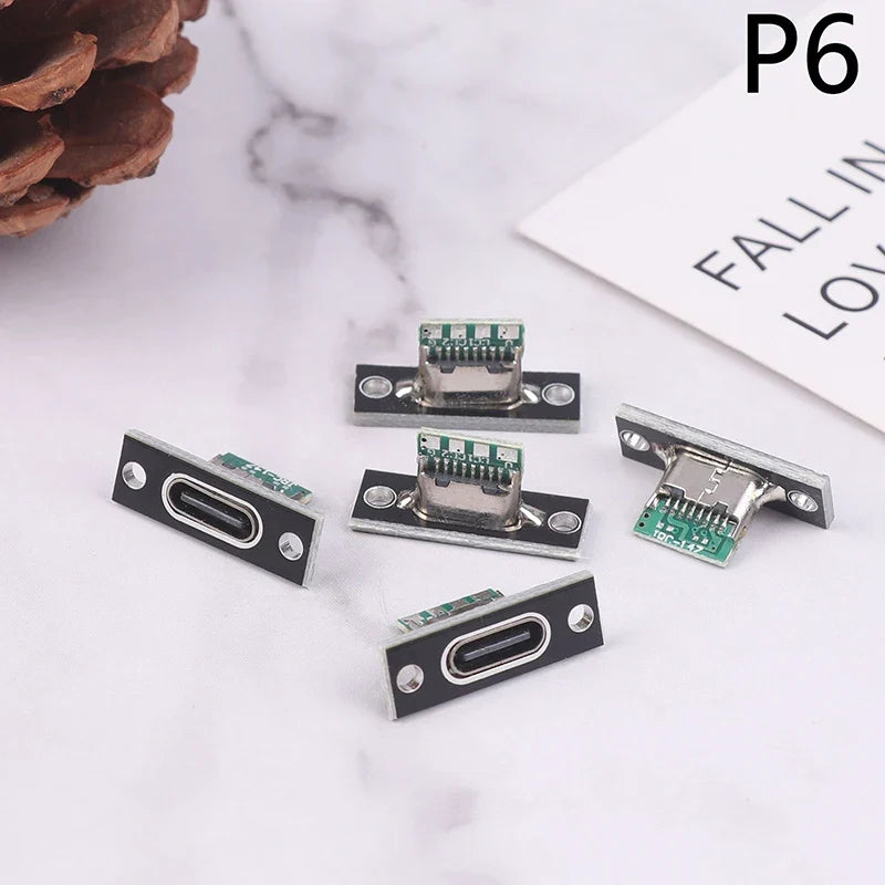 USB Type-C Female Socket Screw Fixing Plate 2Pin 4Pin Connector USB-C Connector Jack Qme style 6