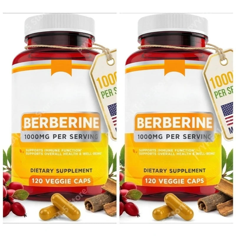 Berberine HCl 1000mg – Glucose & Gut Support | 120 Capsules Dietary Supplement Qst 240 Count(Pack of 2)