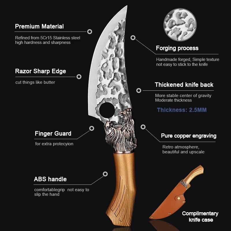 XITUO Handmade Forged Butcher Cleaver – Anti-Stick Carbon Steel Butcher Cleaver Knife Qst