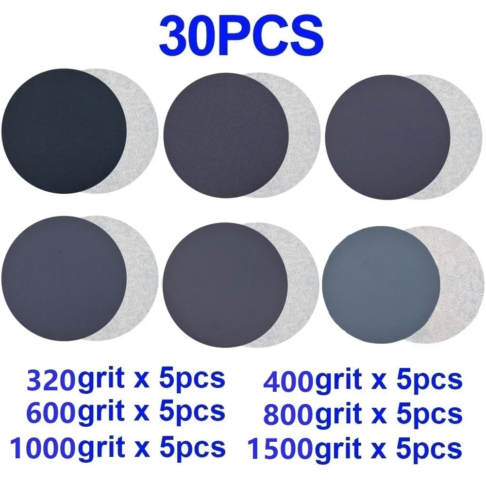 30-Pc Silicon Carbide Wet Dry Sanding Discs 3" 320–1500 Grit Sanding Discs Set Qme Default Title