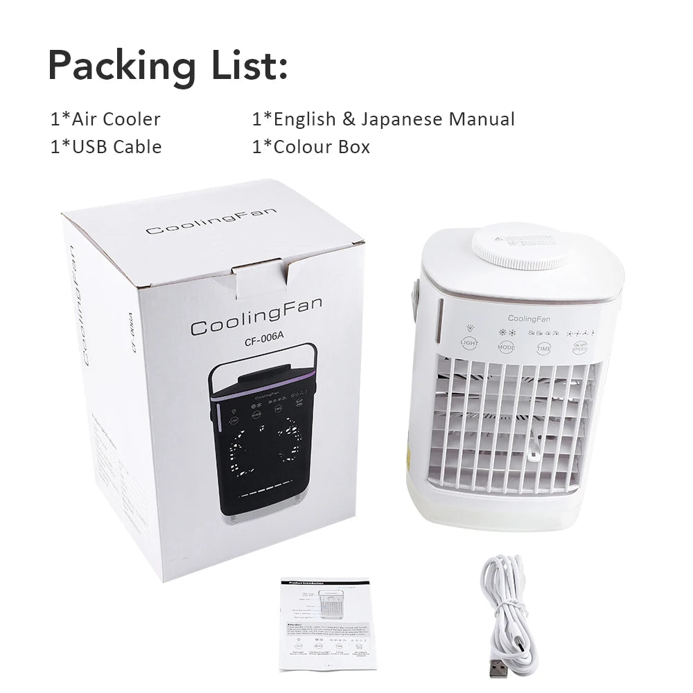 Portable Evaporative Air Cooler Fan 700ml USB 4-Speed Timer Evaporative Cooler Fan Qst 1PCS USB Type-C