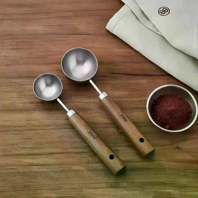 Walnut Wood & Stainless Steel Coffee Scoop Tablespoon Coffee Measuring Scoop Qme