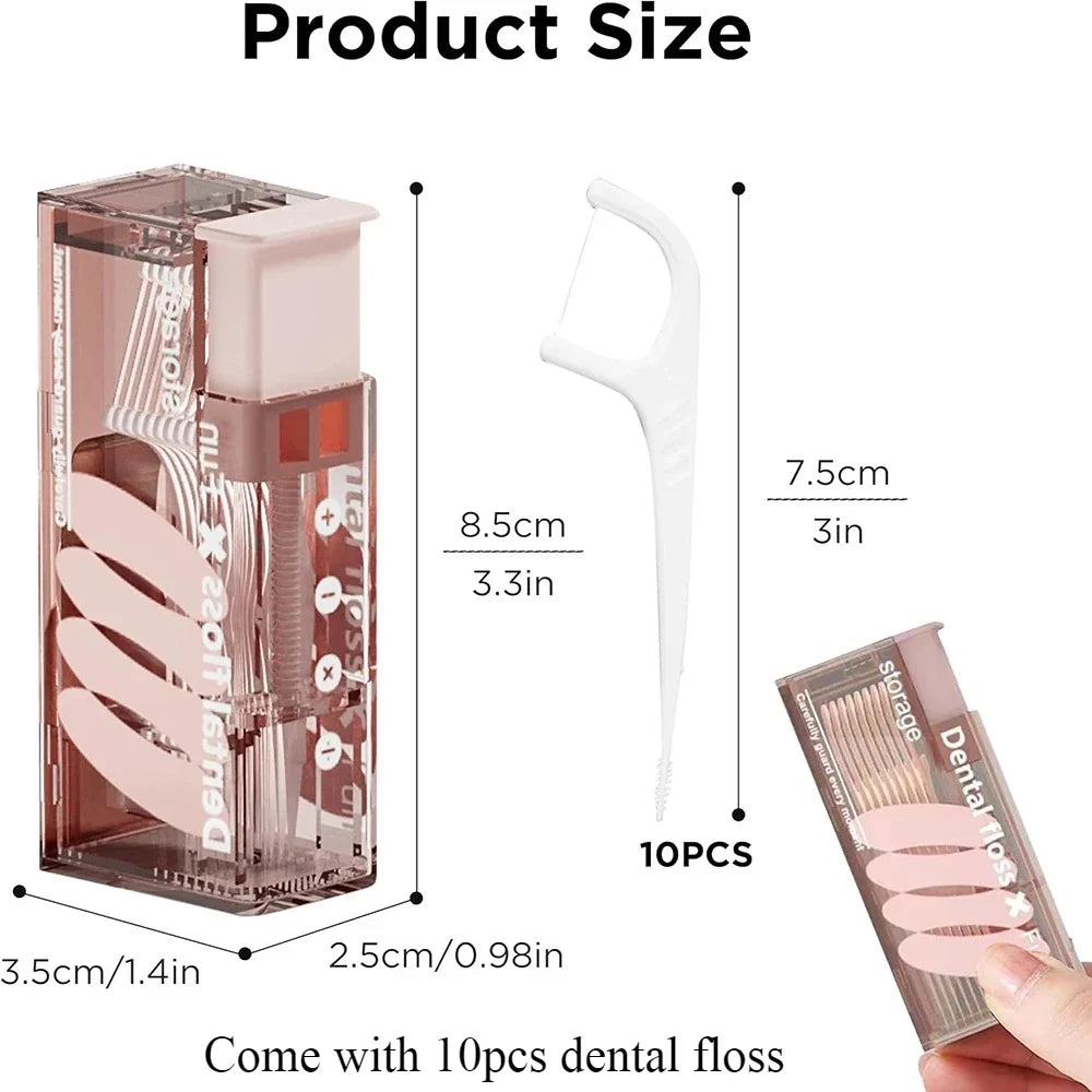 Portable Auto Dental Floss Pick Dispenser & Storage Box Floss Pick Dispenser Qme Pink box