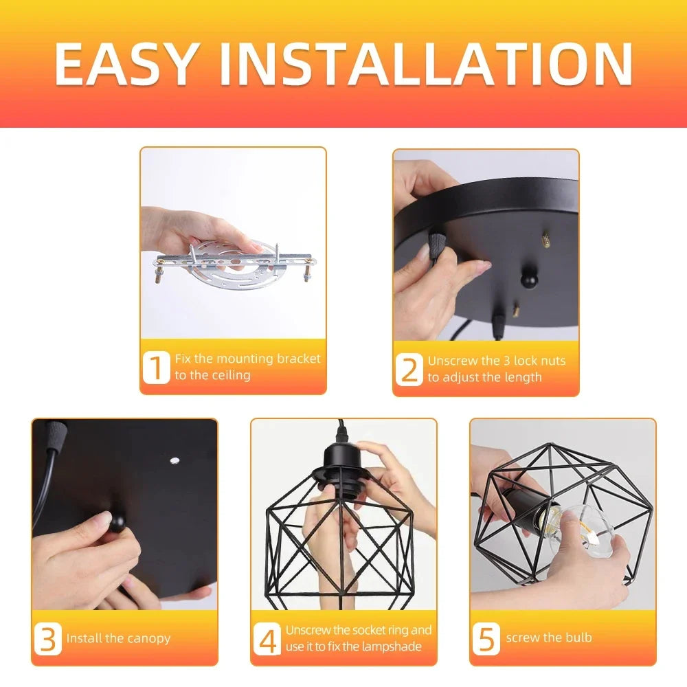 Vintage Nordic LED Chandelier Pendant Ceiling Hanging Lamp LED Pendant Chandelier Qme
