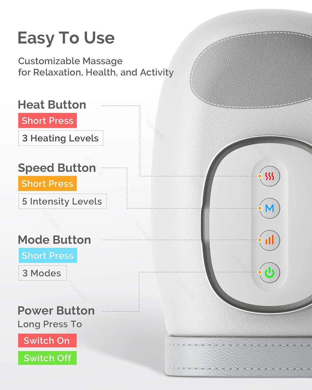 Windaily Smart Electric Hand Massager – Airbag Heat Compression Electric Hand Massager Qst