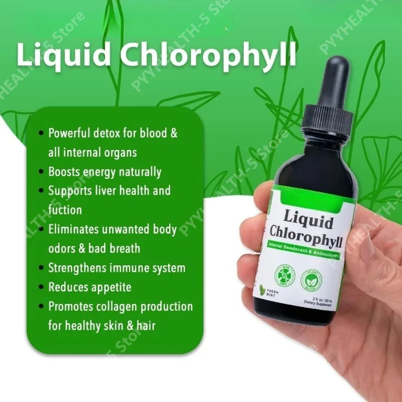 Liquid Chlorophyll Drops – Immune, Liver & Skin Support Liquid Supplement Drops Qst