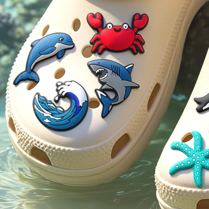 PVC Fish, Crab & Shark Shoe Charms – Cute Buckle Accessories Shoe Charms Qme