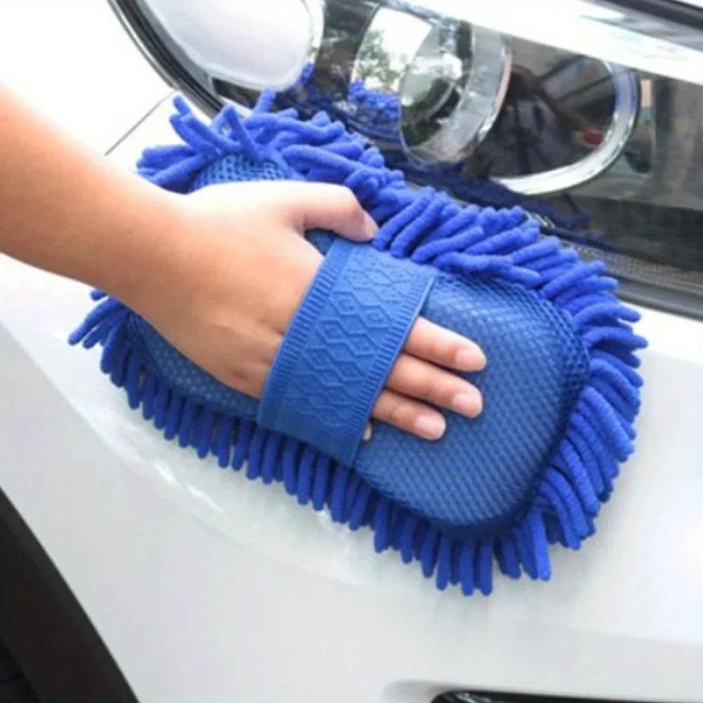 Blue Microfiber Chenille Car Wash Sponge Pad | Auto Detailing Car Wash Sponge Pad Qme