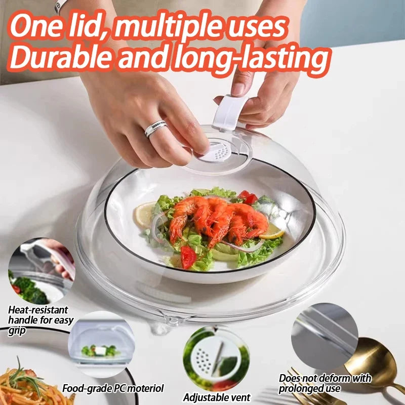 Microwave Food Splash Proof Cover with Handle | PP Lid Microwave Cover Lid Qme