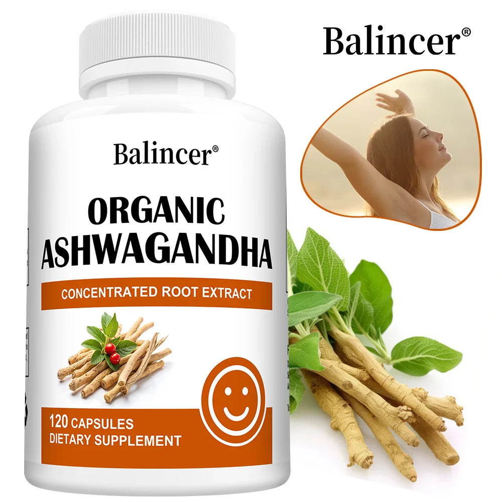 Organic Ashwagandha Capsules with Black Pepper – Vegan Herbal Supplement Qst