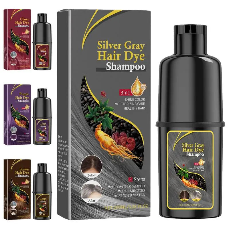 Hair Color Dye Shampoo – Black, Brown, Wine Red & Silver Hair Dye Shampoo Qme