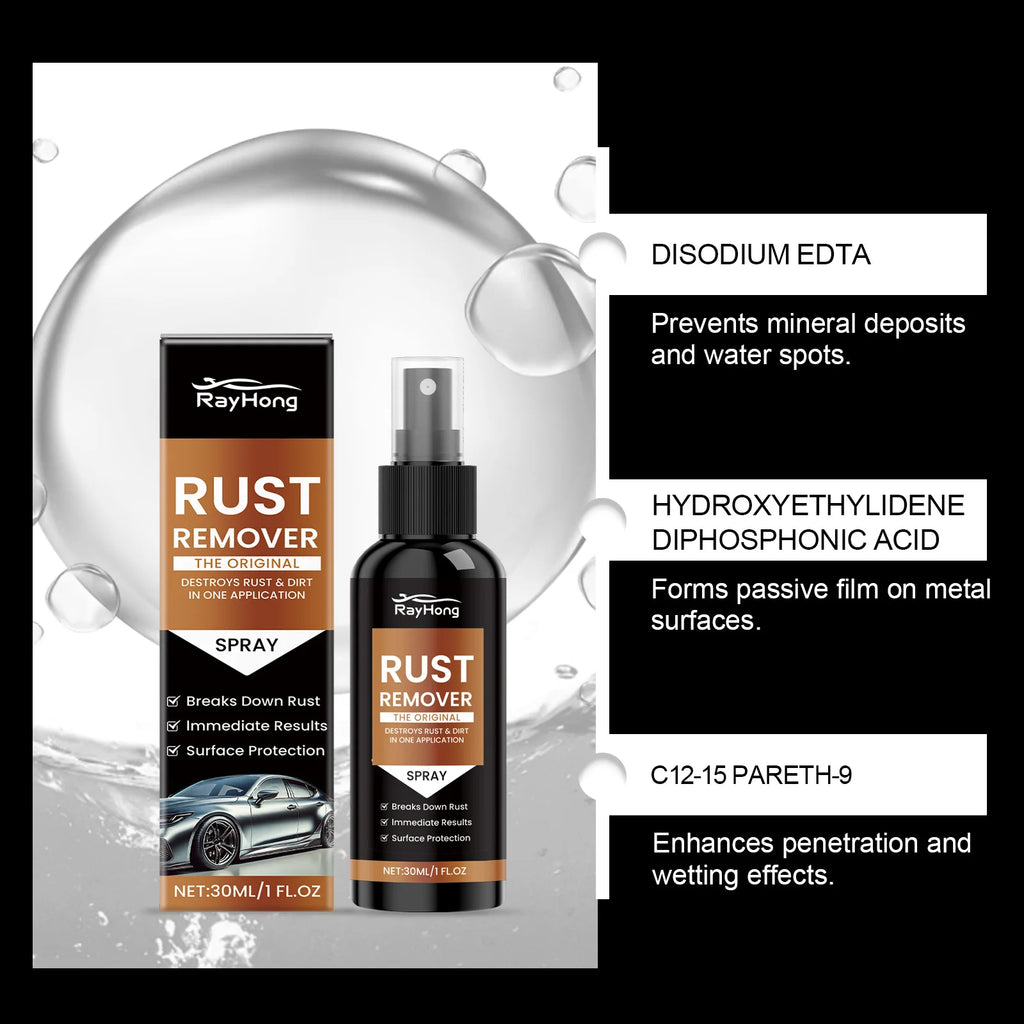 Rayhong Car Rust Remover Spray – Metal Gloss Restoration 30ml Car Rust Remover Qst