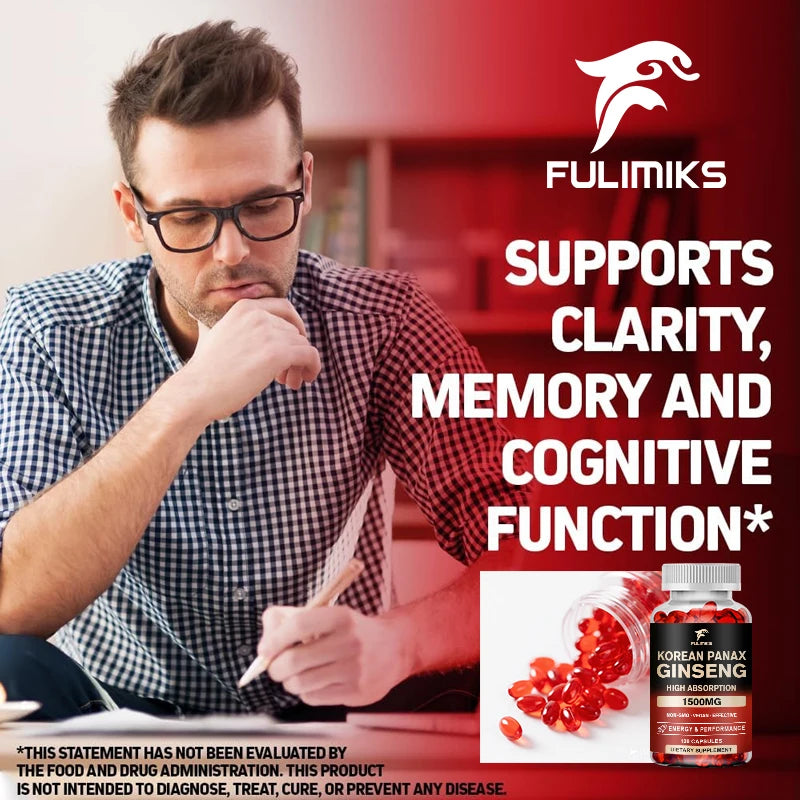 Korean Panax Ginseng Capsules – Energy & Vitality | Fulimiks Herbal Supplement Qst