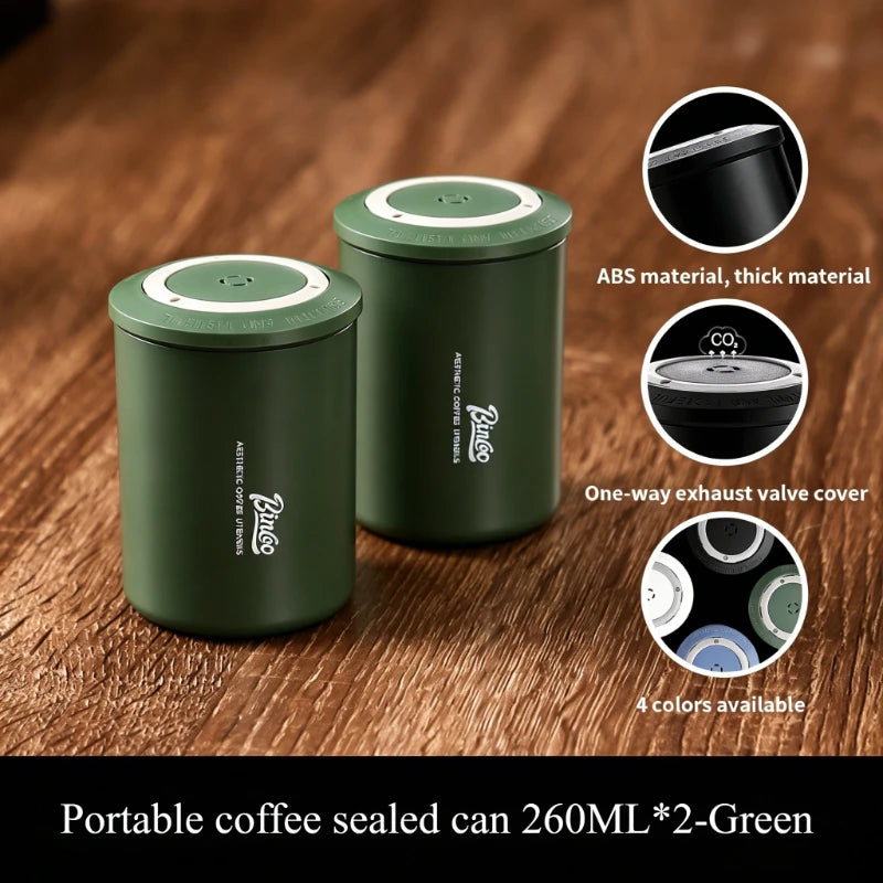 Bincoo Mini Airtight Coffee Bean Storage Jar – Travel Tin Coffee Storage Jar Qst Green 2pcs