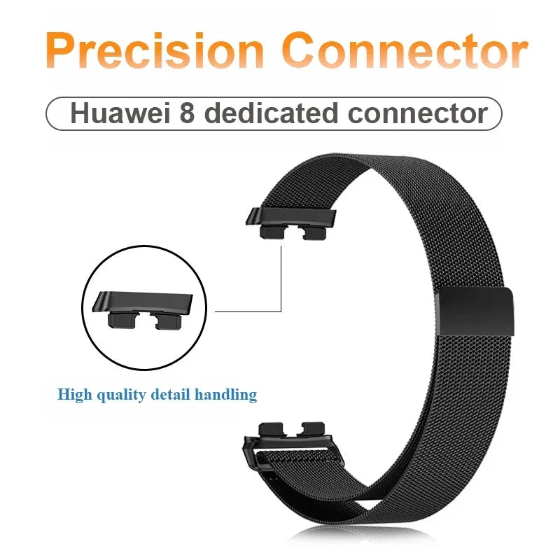 Huawei Band 8 & 9 Milanese Metal Strap + TPU Case Protector Smartband Strap Bundle Qme