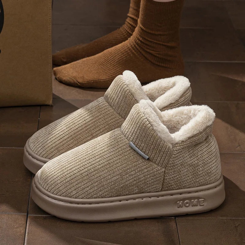 Women's Winter Fluffy Faux Fur Slip-On Indoor Slippers Faux Fur Slippers Qst Khaki 38-39