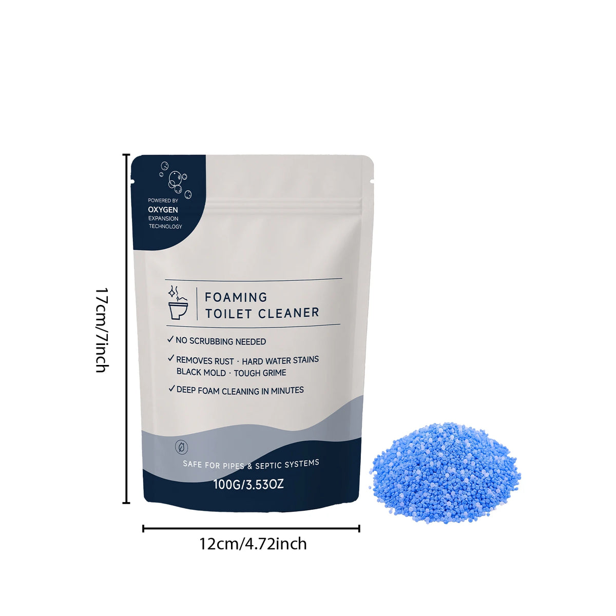 100G Bubble Toilet Cleaner Powder – Foam Stain & Odor Remover Toilet Cleaner Powder Qst
