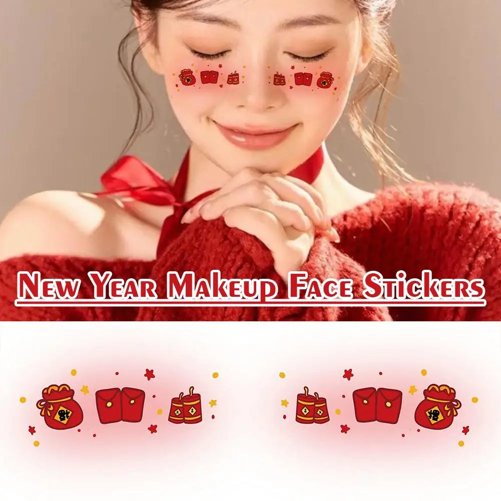 2026 New Year Face Decals – Festive Party Makeup Stickers Face Decal Stickers Qme