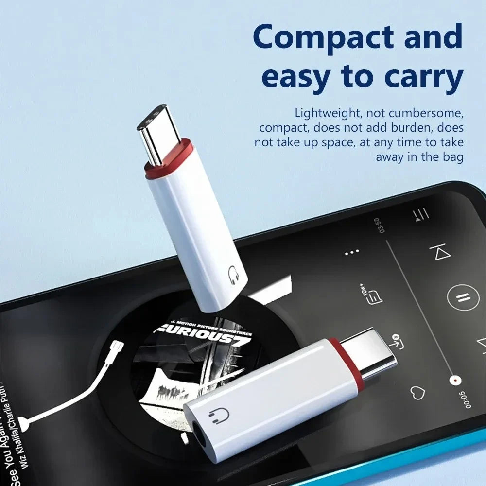 USB-C to 3.5mm Audio Adapter – Wired Headphone Jack Converter Audio Adapter Qme