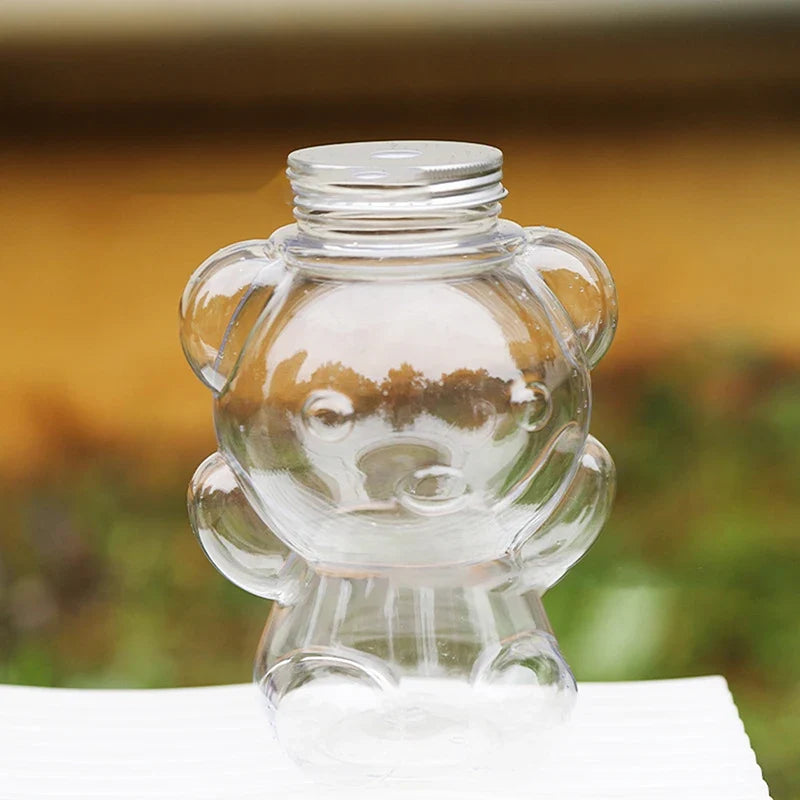Bear Sealed Plastic Cup – BPA-Free Transparent Juice Bottle Sealed Plastic Cup Qme