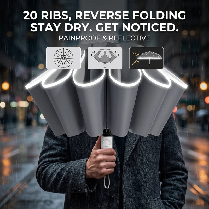 20-Bone Windproof UV Reverse Folding Automatic Umbrella Windproof Travel Umbrella Qst