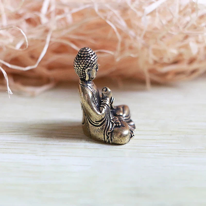 Pure Brass Shakyamuni Buddha Miniature Figurine | Home Decor Buddha Figurine Qme