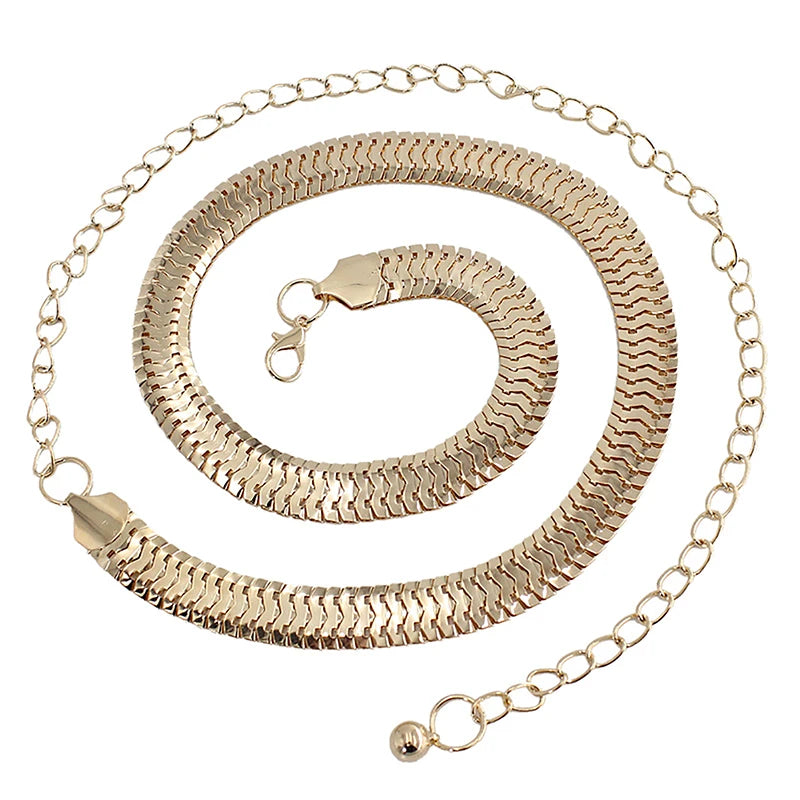 Women's Gold Metal Chain Belt – High Waist Party Waistband Fashion Chain Belt Qst A