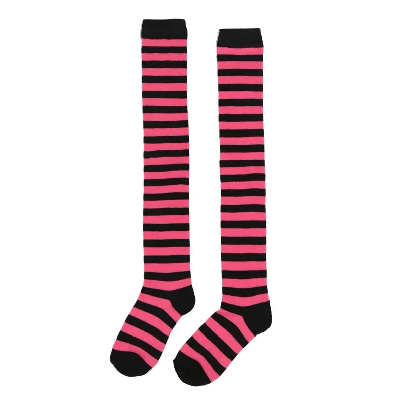 Women's Striped Over-the-Knee Long Socks – 18 Colors Over-the-Knee Socks Qme A13 One Size