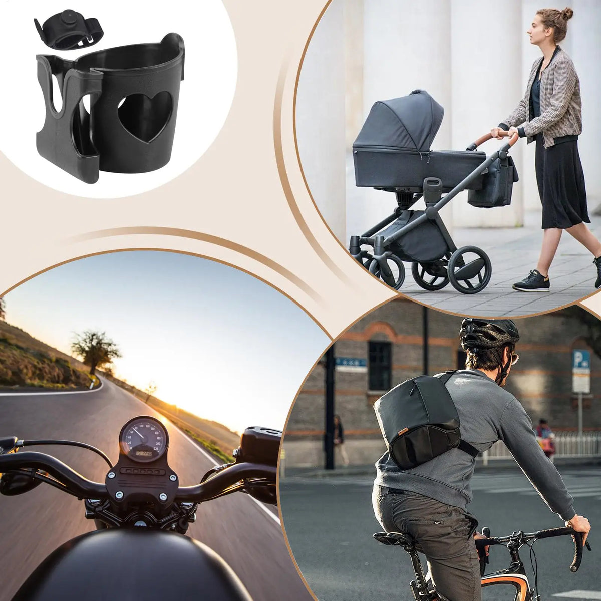 Universal Stroller Cup Holder & Phone Stand – Pram & Bike Stroller Cup Holder Qme