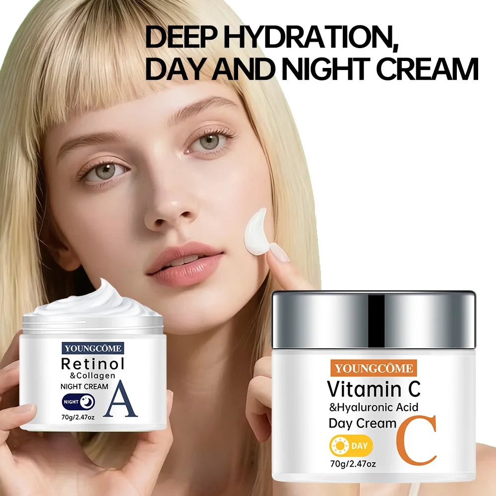 YOUNGCOME Vitamin C Toner & Cream Set – Moisturize & Smooth Facial Skincare Set Qst