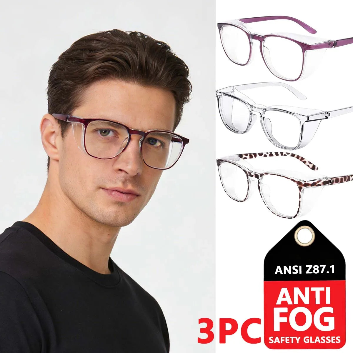 VOPHA HM9 Z87.1 Anti-Fog Safety Goggles – Blue Light Blocking Safety Goggles Qst 3PC