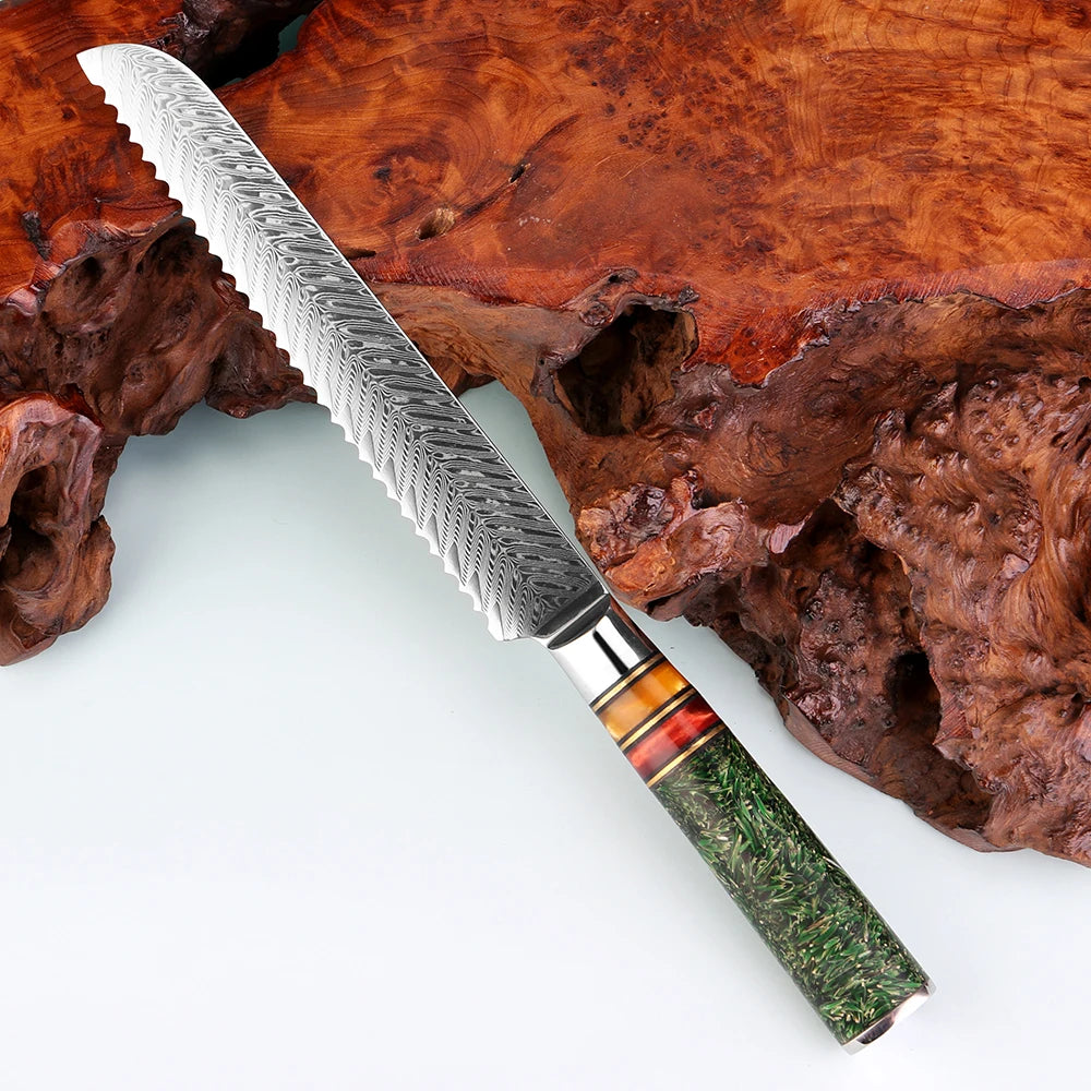 Xituo 8" Damascus Steel Serrated Bread Knife – Sourdough Slicer Serrated Bread Knife Qst