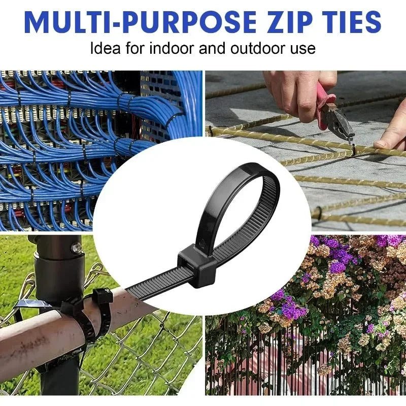 1000 Nylon Cable Ties Self-Locking Zip Straps 35x200mm Nylon Cable Ties Qme