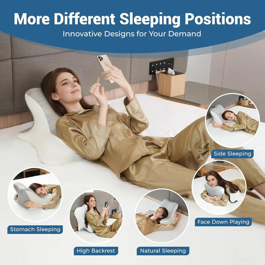 Ergonomic Memory Foam Reading Pillow – Bed Wedge Back Support Bed Wedge Pillow Qst